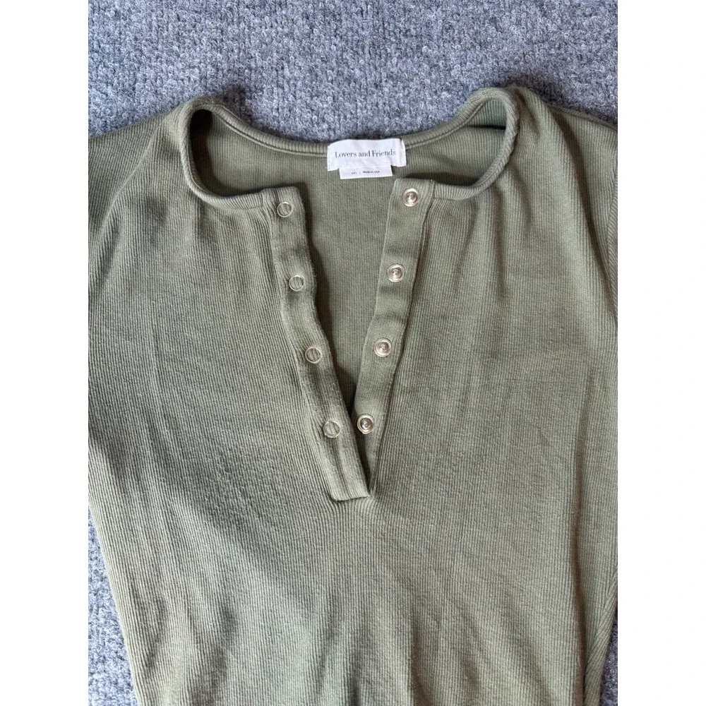 Lovers and Friends Bodysuit Women XXS Green Long Sleeve Basic Minimalist 2XS - Picture 8 of 9